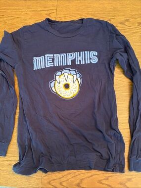 Memphis Grizzlies - Gibson Donuts Long Sleeve Tee - Navy with Yellow Donut
